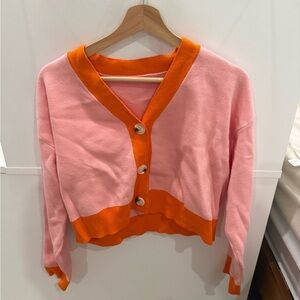 Vibrant Pink and Orange Women's Cardigan